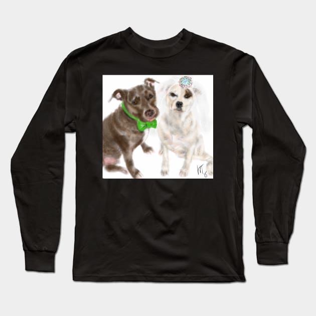 Bride and Groom Dog Wedding Long Sleeve T-Shirt by LITDigitalArt